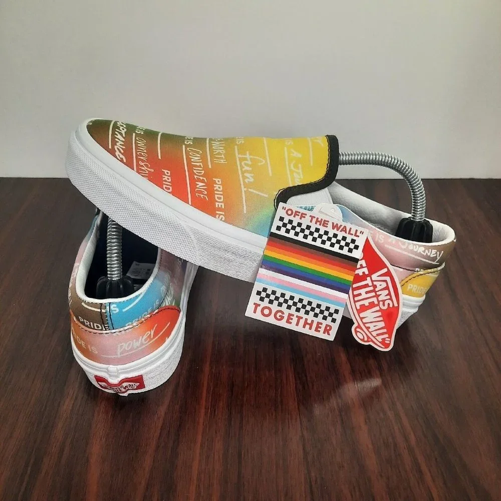 VANS Asher Womens Size 7 Shoes Pride Rainbow Multicolor Slip On Sneakers NEW